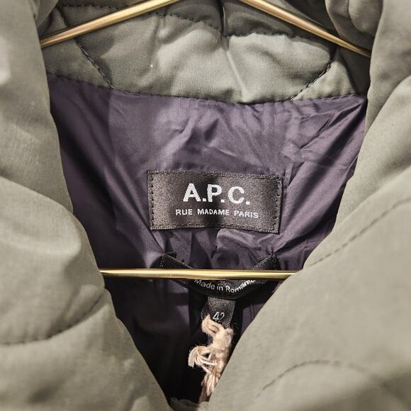 APC button front quilted green coat size XL - Picture 8 of 8